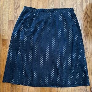 Vintage Talbots Woman Navy Swiss Polka Dot midi wrap skirt 100% cotton light 22W